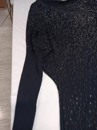 Vestido de lana fina con brillo