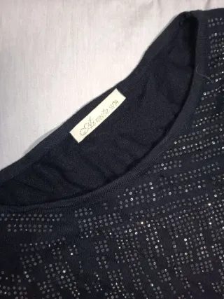 Vestido de lana fina con brillo