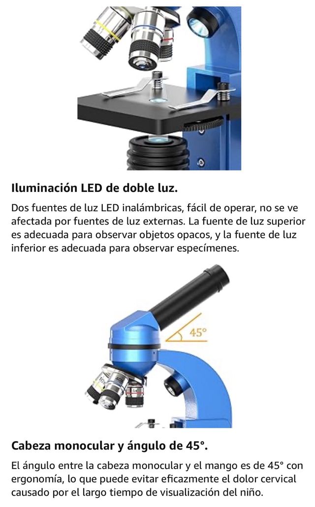 Microscopio Emarth 40X-1000X para Estudiantes