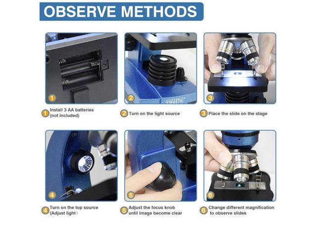 Microscopio Emarth 40X-1000X para Estudiantes