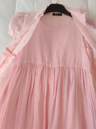Vestido rosa elegante niña dos piezas marca Tizzas