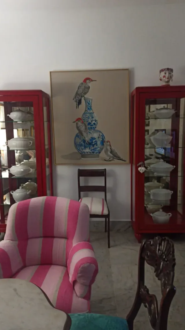 Cuadro Óleo Rocío Terry Pájaros Jarrones