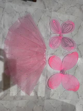 Falda Tutú y Alas de Mariposa Rosa