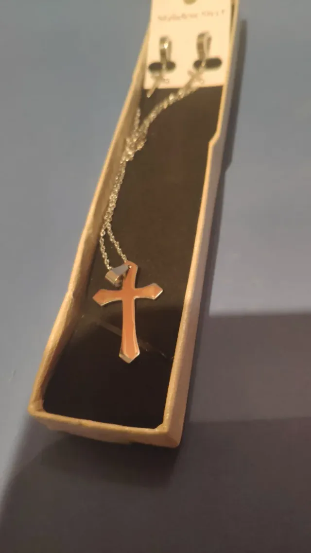 Conjunto Acero inox: Colgante y Pendientes Cruz