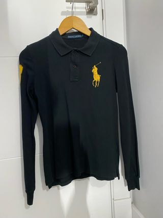Polo Ralph Lauren manga larga negro y dorado