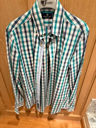 Camisa de cuadros Forecast azul y verde
