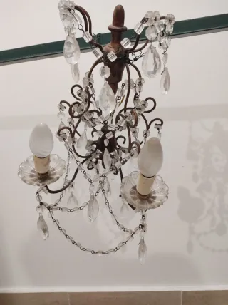 Coppia applique vintage metallo ramato e cristalli