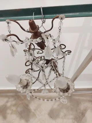 Coppia applique vintage metallo ramato e cristalli