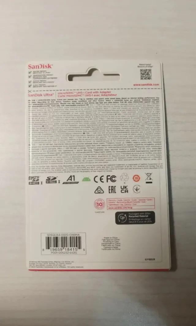 Carta SanDisk Ultra 32GB microSDHC con adattatore