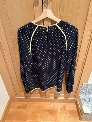 Blusa Adolfo Domínguez lunares azul y blanco T.42