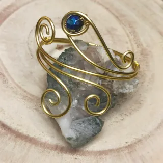 Bracciale schiava cristallo blu e oro