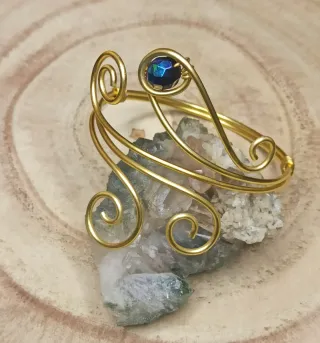 Bracciale schiava cristallo blu e oro