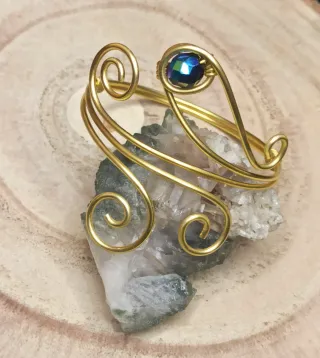 Bracciale schiava cristallo blu e oro