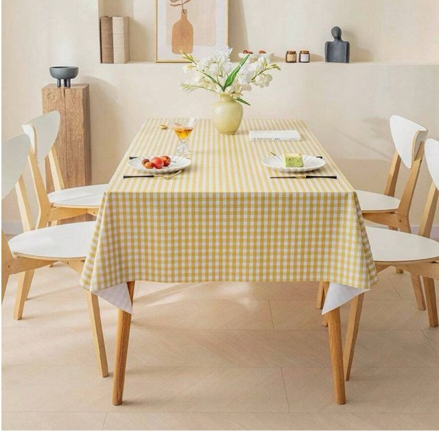 Mantel Cuadros Amarillo 140x220