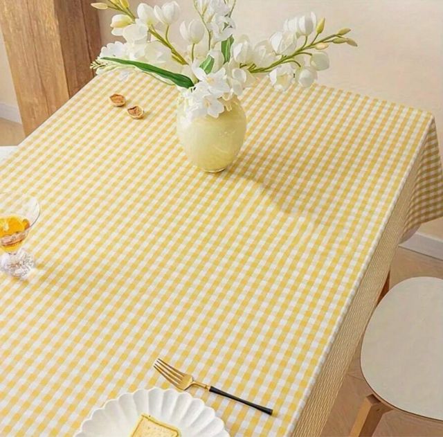 Mantel Cuadros Amarillo 140x220