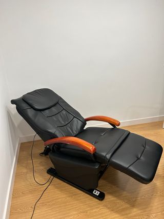 Sillón de Masaje Negro Cuero y Madera