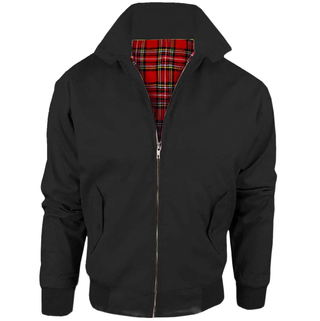 Chaqueta Harrington Negra con Forro Tartán