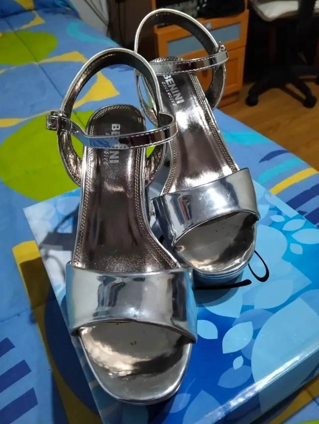 Sandali con piattaforma BENINI argentati