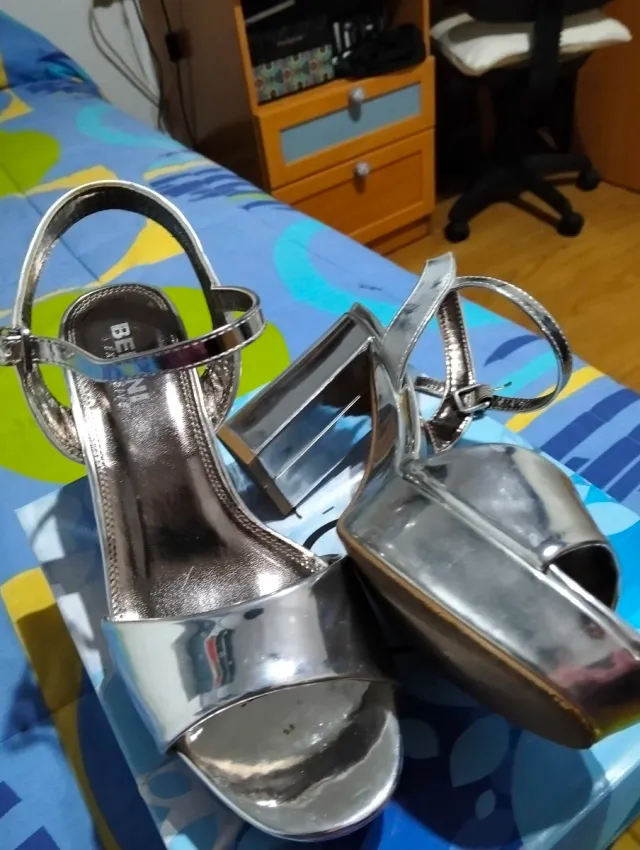 Sandali con piattaforma BENINI argentati