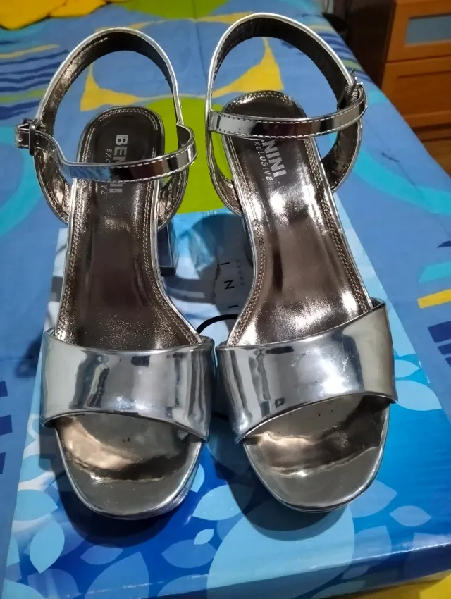 Sandali con piattaforma BENINI argentati