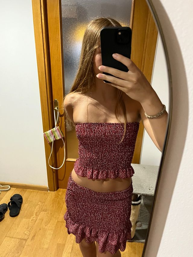 Conjunto top y falda estampado