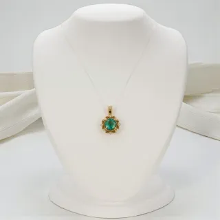 Colgante Oro Esmeralda Natural y Diamantes