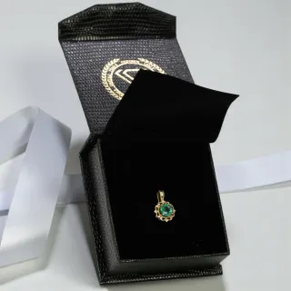 Colgante Oro Esmeralda Natural y Diamantes