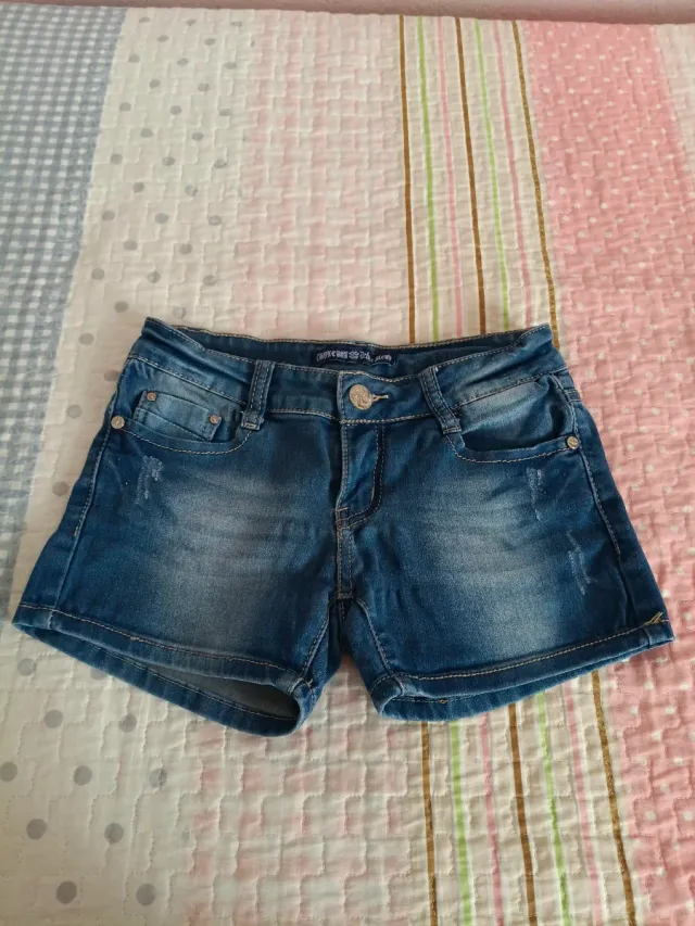 Pantalón corto vaquero Guess niña azul