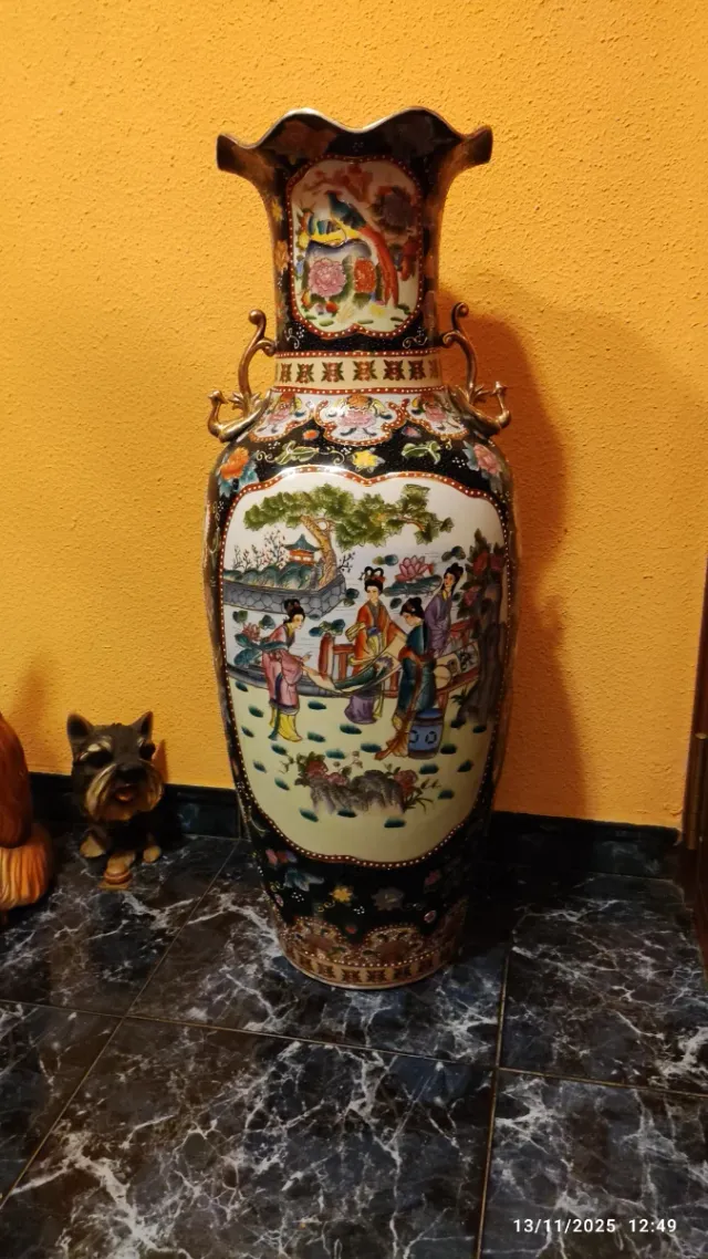 Jarrón Chino Porcelana Decorado