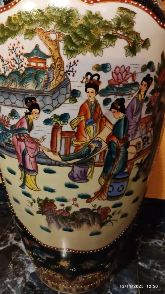 Jarrón Chino Porcelana Decorado