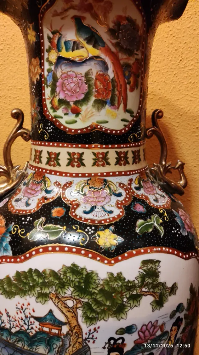 Jarrón Chino Porcelana Decorado