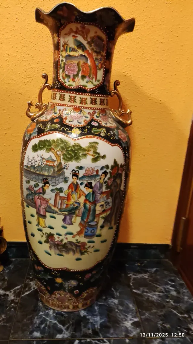 Jarrón Chino Porcelana Decorado