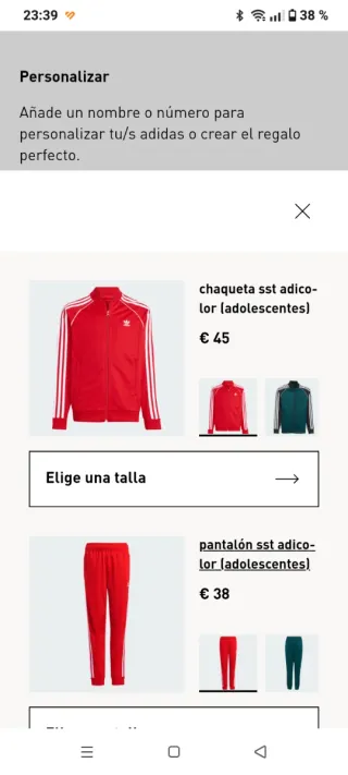Chándal Adidas Rojo original