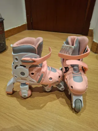 Patines ajustables rosas y grises