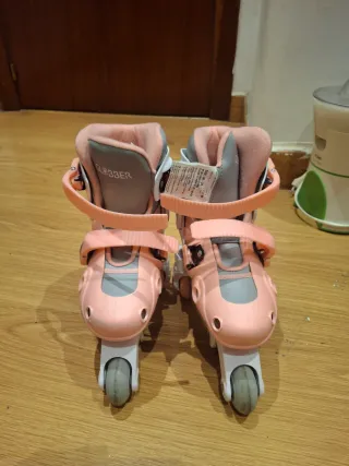 Patines ajustables rosas y grises