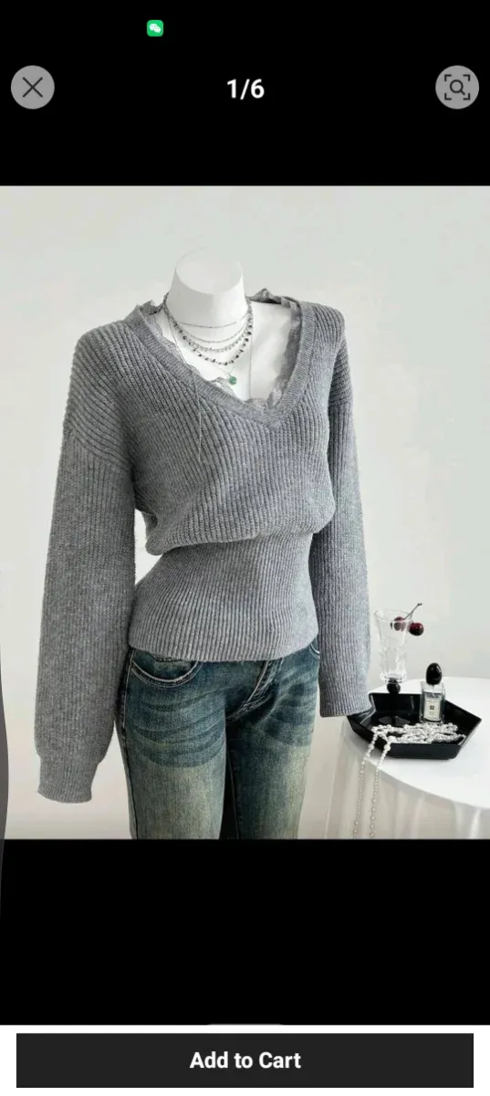 Cárdigan Gris V-Neck Talla S (36)