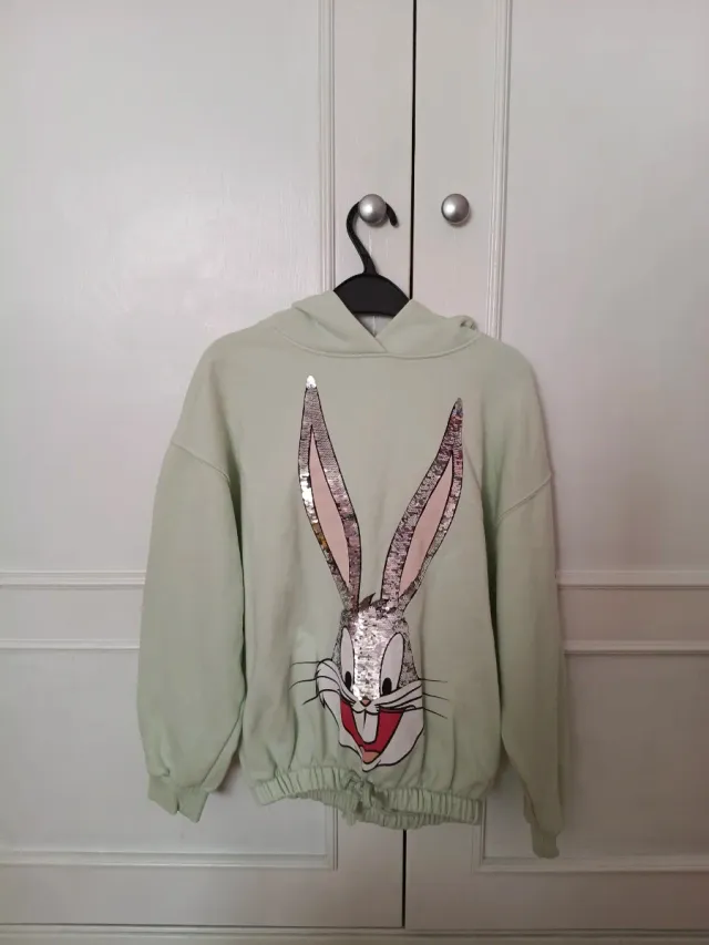 Conjunto Sudadera Bugs Bunny lentejuelas verde