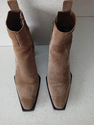 Botines Mango Piel Ante Marrón