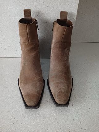 Botines Mango Piel Ante Marrón