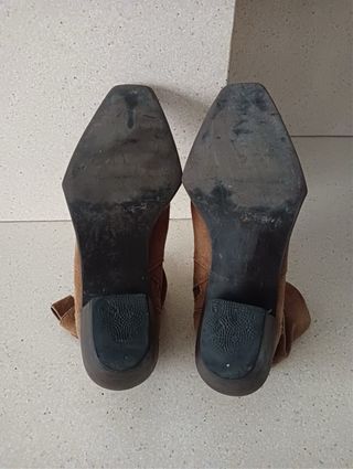 Botines Mango Piel Ante Marrón