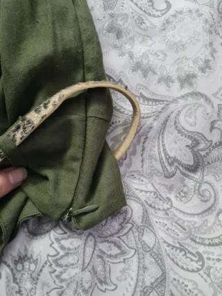 Falda Larga Verde con Cinturón estampado