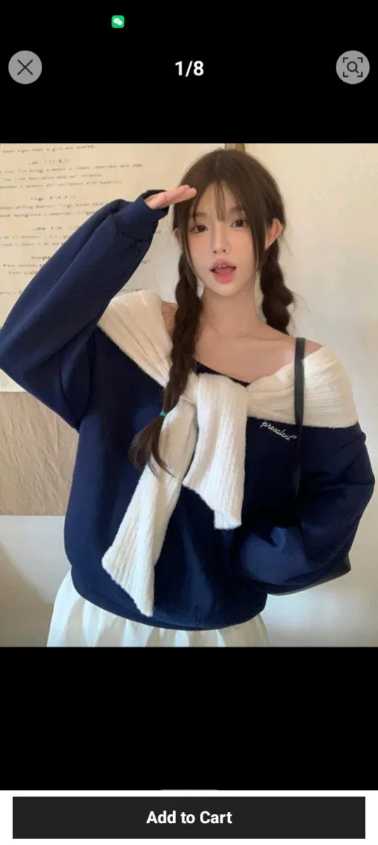 Sudadera azul con lazo blanco (se puede quitar)