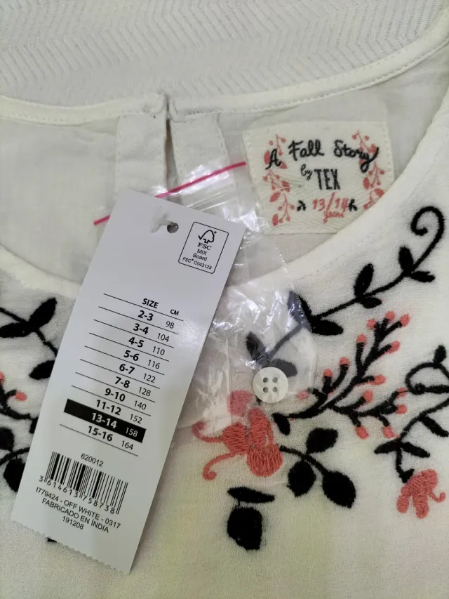 Camisa niña manga larga bordada