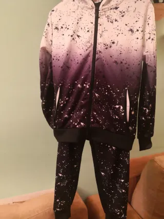 Chándal estampado degradado negro y blanco