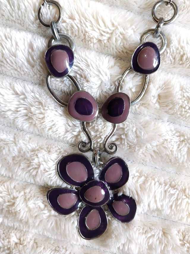 Collar Morado-Lila Flor Mujer