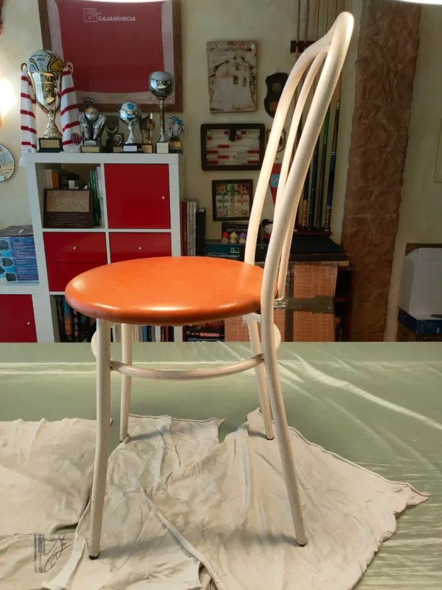 4 Sillas Cocina Asiento Cuero color cuero