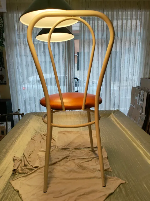 4 Sillas Cocina Asiento Cuero color cuero