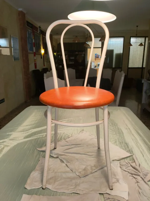 4 Sillas Cocina Asiento Cuero color cuero