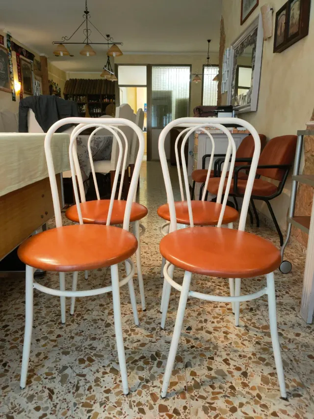 4 Sillas Cocina Asiento Cuero color cuero