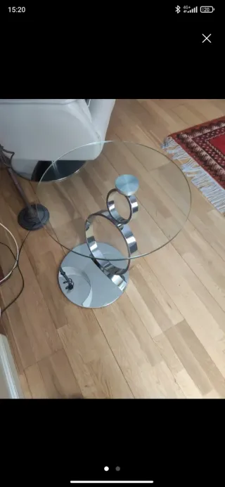 Tavolo ausiliario moderno in vetro e acciaio